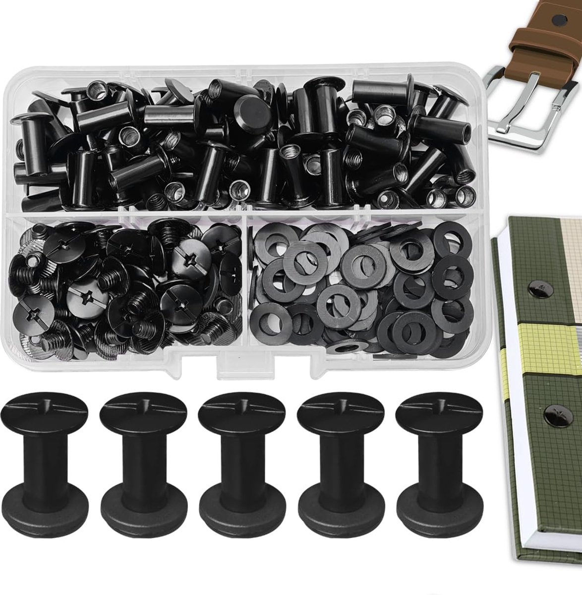 Chicago Book Screws 70 Pieces Stainless Steel M5 x 12 mm Chicago Screws Book Binder Screws Rivets for Leather Bags - ShopVlot