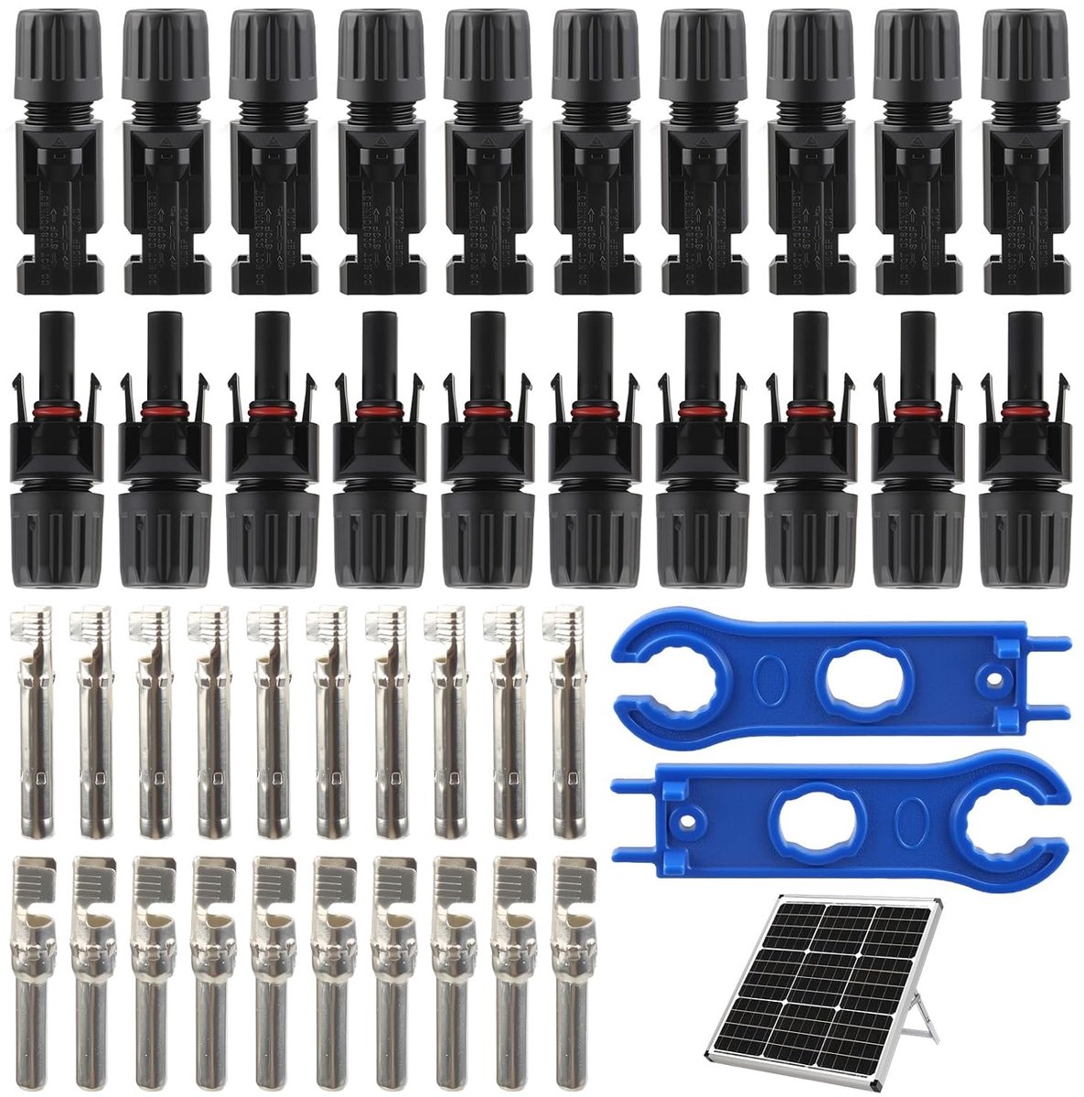 10 Pairs MC4 Solar Plugs, IP67 Waterproof, with 2 Tools, Black Solar Plug for PV Cables 6 mm², PV Plug for Solar - ShopVlot