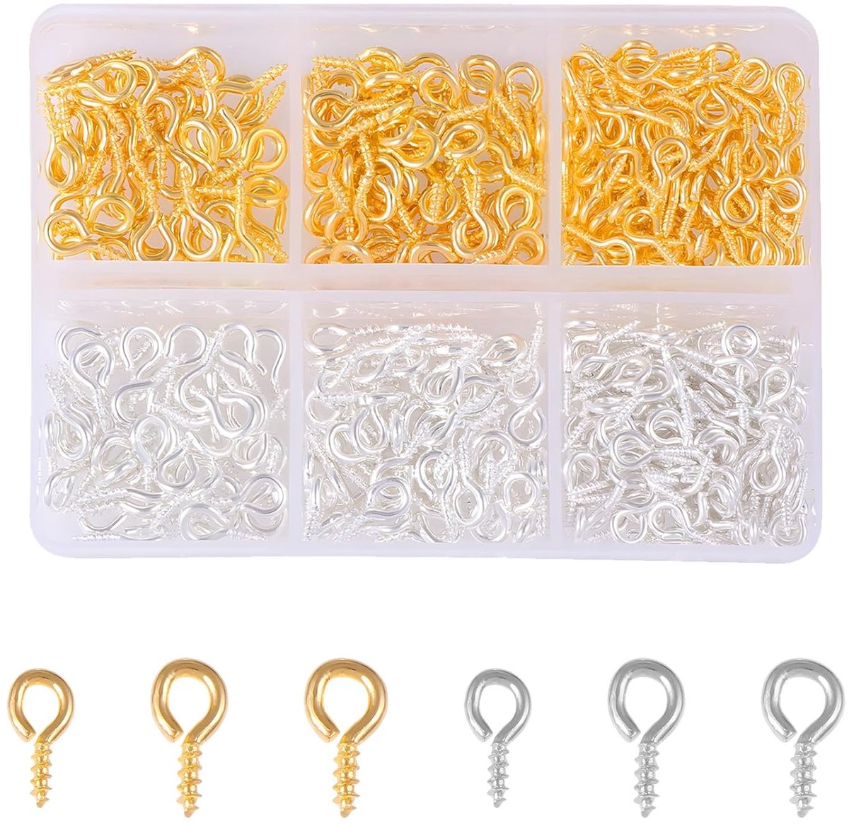Pack of 400 Eye Screws, Screw Eyes for Jewellery Craft and Pearl Pendants, 3 Sizes, Mini Metal Eyelets with Screw - ShopVlot