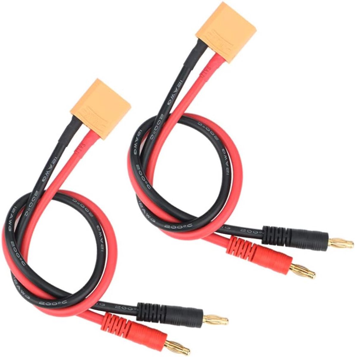 GTIWUNG 2pcs XT90 Connector Plug, 4mm Banana Plugs Battery Charging Cable Adapter Cable, 12AWG Plug Banana Plug - ShopVlot