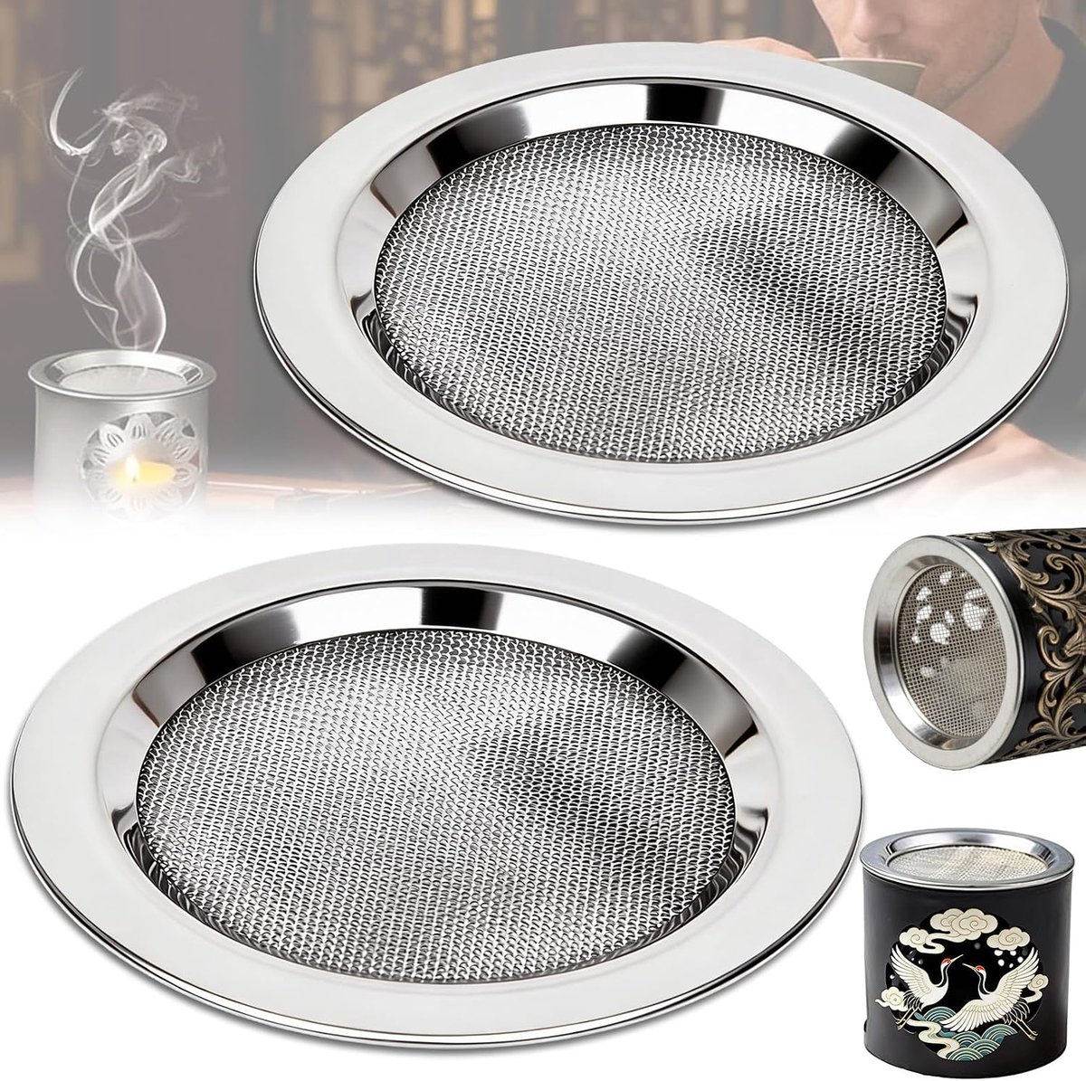 2pcs Stainless Steel Strainer For Incense Burner, Strainer For Incense Burner, Strainer For Incense 10cm, Grate Fine - ShopVlot