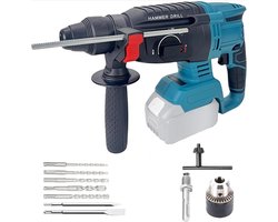 2.6J Cordless Hammer Drill Compatible with Makita 18V Cordless Hammer Drill with 5 Drills (6/8/10/12/14 mm), Cordless - ShopVlot