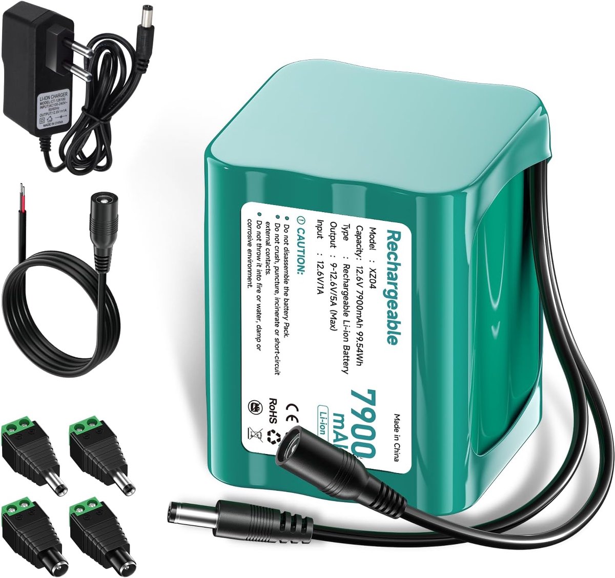 12v Battery 7900mAh dab radio 12.6V Lithium Battery with Charger and Connector Adapter and Connecting Line, for - ShopVlot