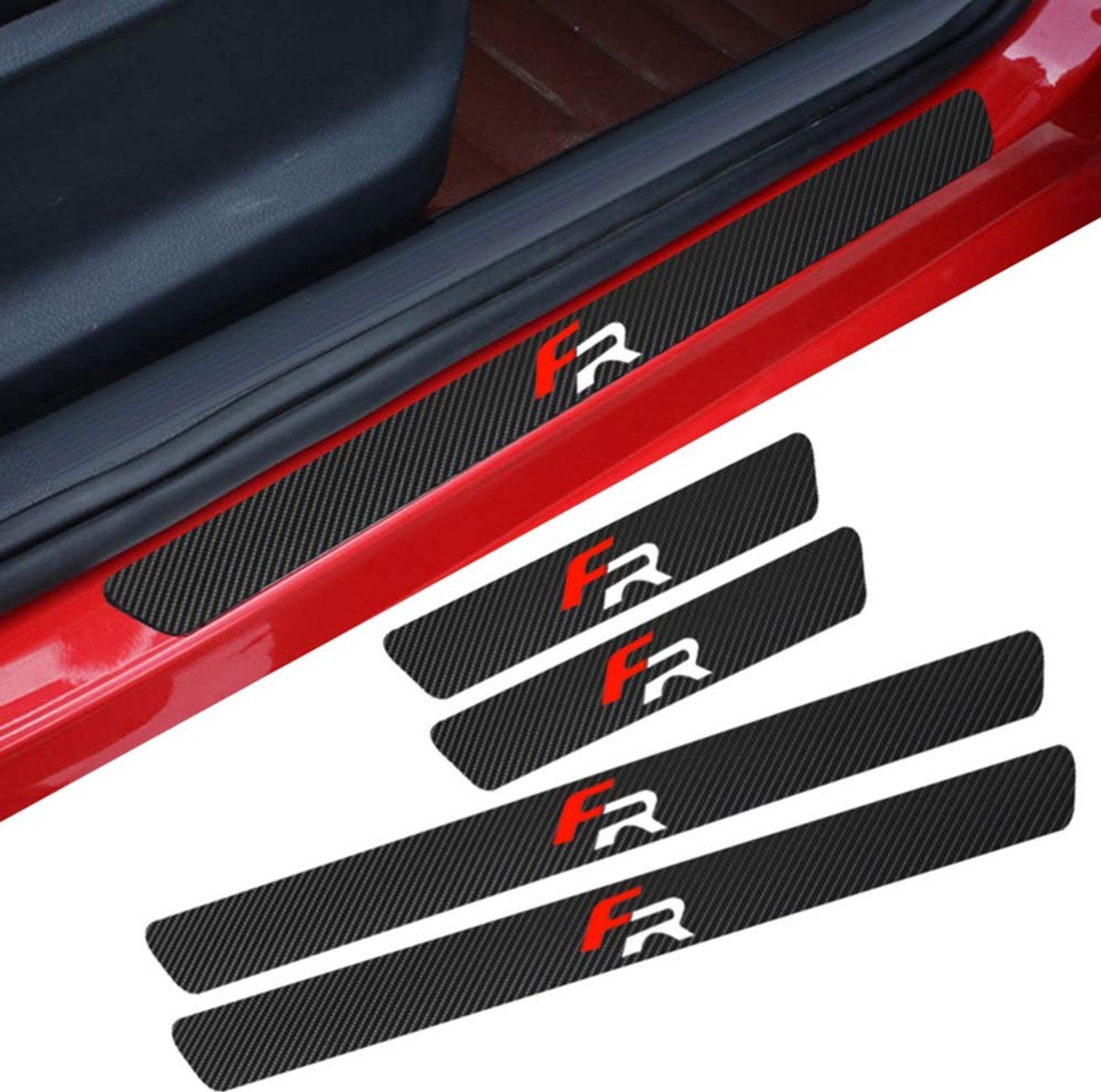 MINGCHUO 4 stuks geïmpregneerde koolstofvezelstickers voor auto-accessoires, autodrempelstickers, Seat FR van Leon - ShopVlot