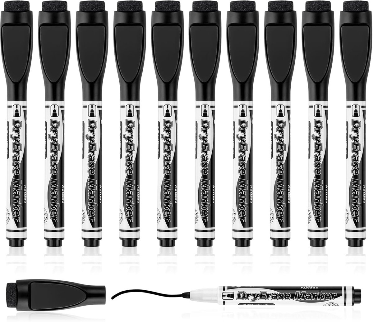 10 stuks whiteboardstiften magnetisch, foliepen afveegbaar fijne stiften met gum, dry erase markerset voor thuis - ShopVlot