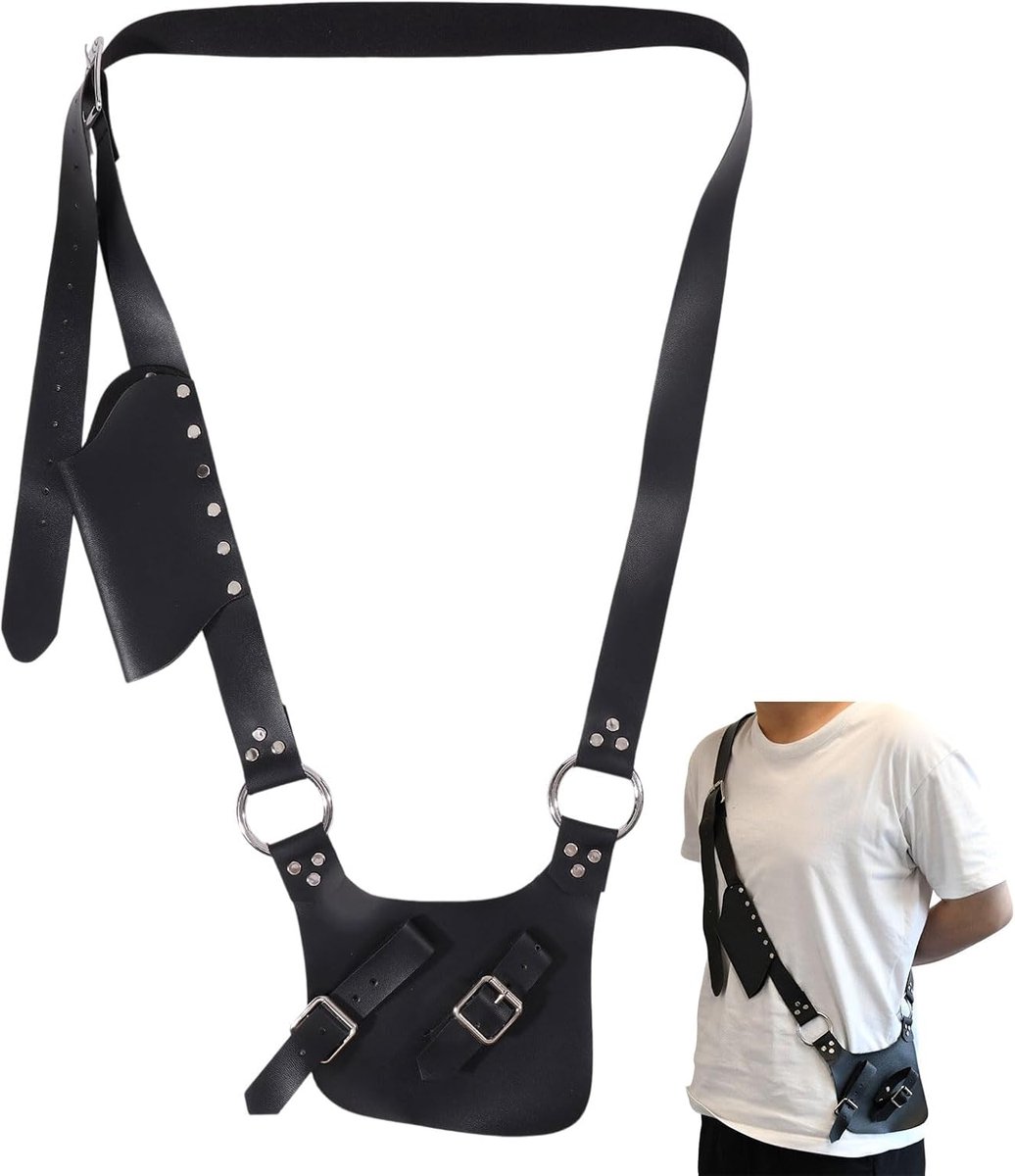 CHGCRAFT PU Leather Adjustable Shoulder Strap Holder Sword Sheath Sword Leather case Frog with Alloy Findings Medieval - ShopVlot