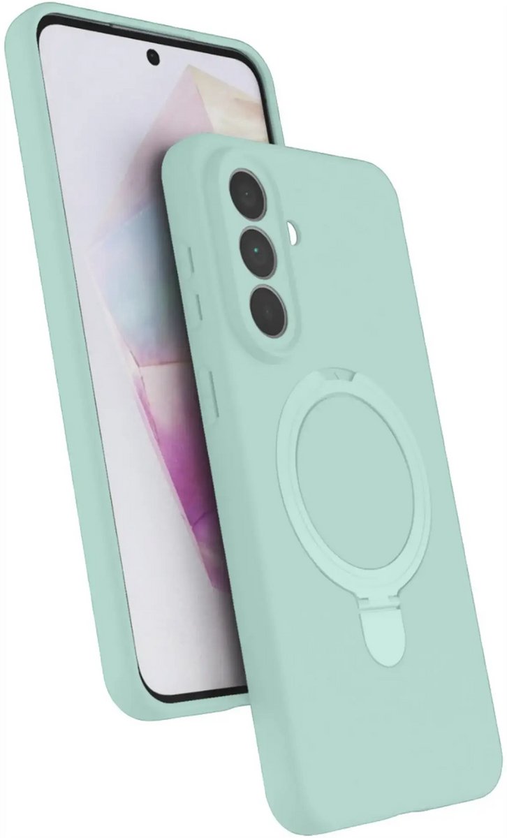 Hoesje Geschikt voor Samsung Galaxy A37 Hoesje – Mint Groen – Zachte Siliconen Backcover met Ring – MagSafe Geschikt – Slim & Beschermend