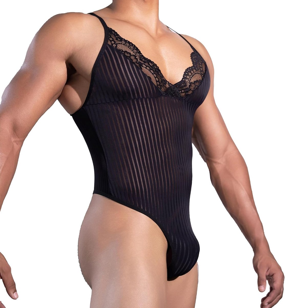 Men's Fighting Sleeves, Mesh Bodysuit with Belt, Transparent Bodysuit for Sports, Gym Clothing - ShopVlot