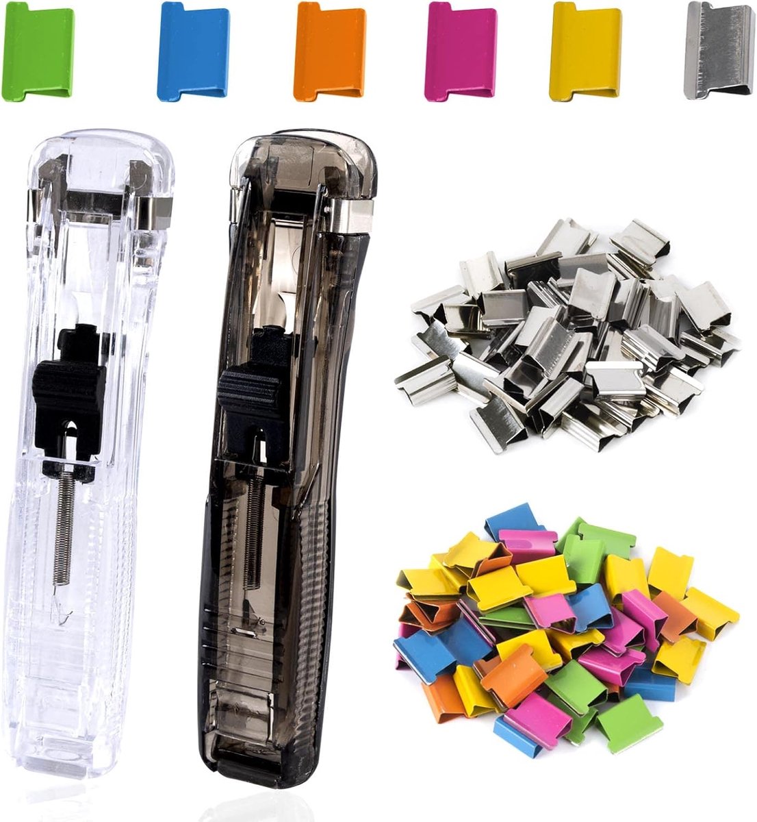 Clam Clip Dispenser - Creatieve nietmachine - Transparant en zwart - Ideaal voor het binden van documenten - ShopVlot