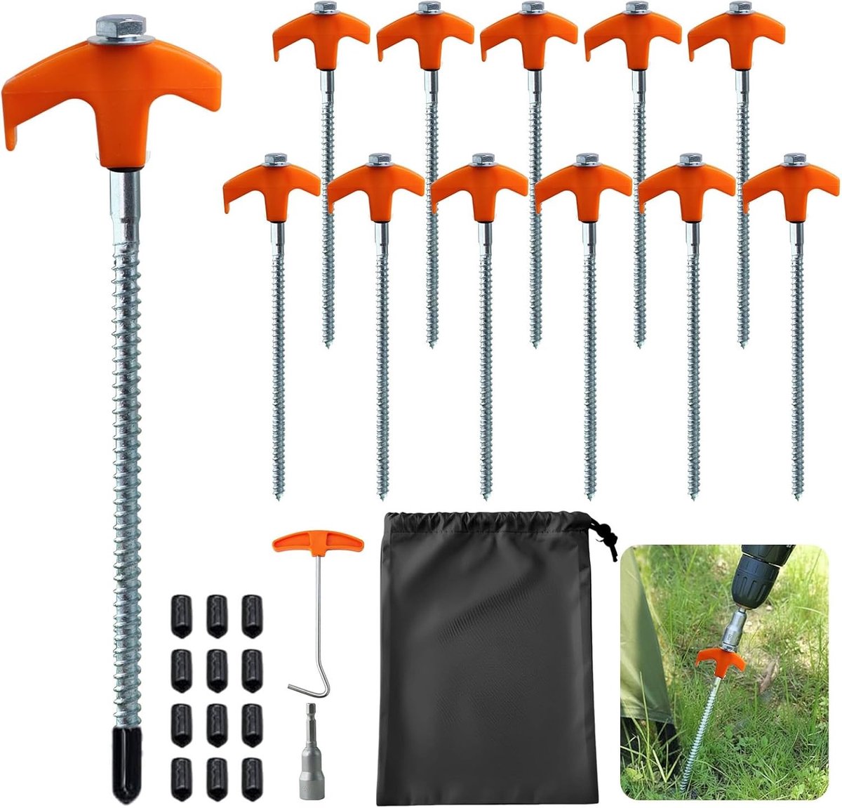 Zware Metalen Tentharingen - Oranje - 21 cm - Gegalvaniseerd Staal - Voor Kamperen en Buitenevenementen