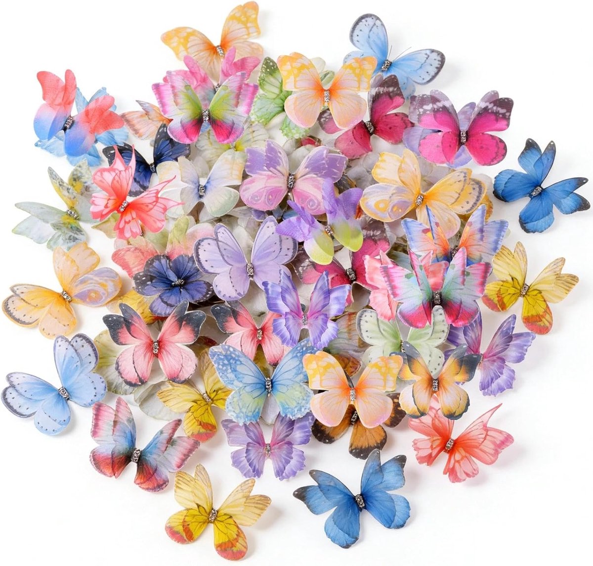 Decoratieve vlinders 70 stuks - stoffen vlinders - 3D in vlindervorm - voor muurdecoratie - ShopVlot
