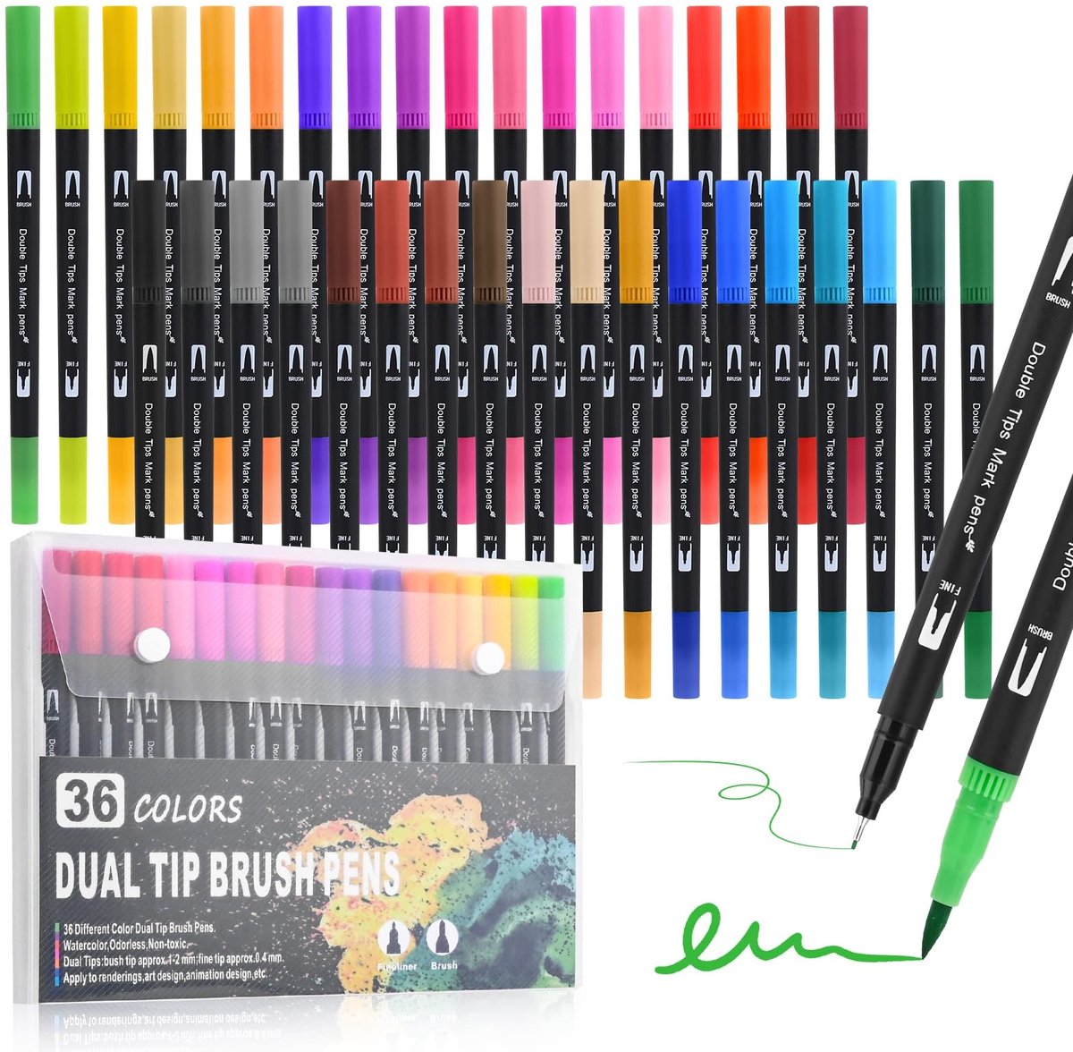 Solidchoice - Set van 36 Dubbelzijdige Viltstiften voor Creatieve Projecten