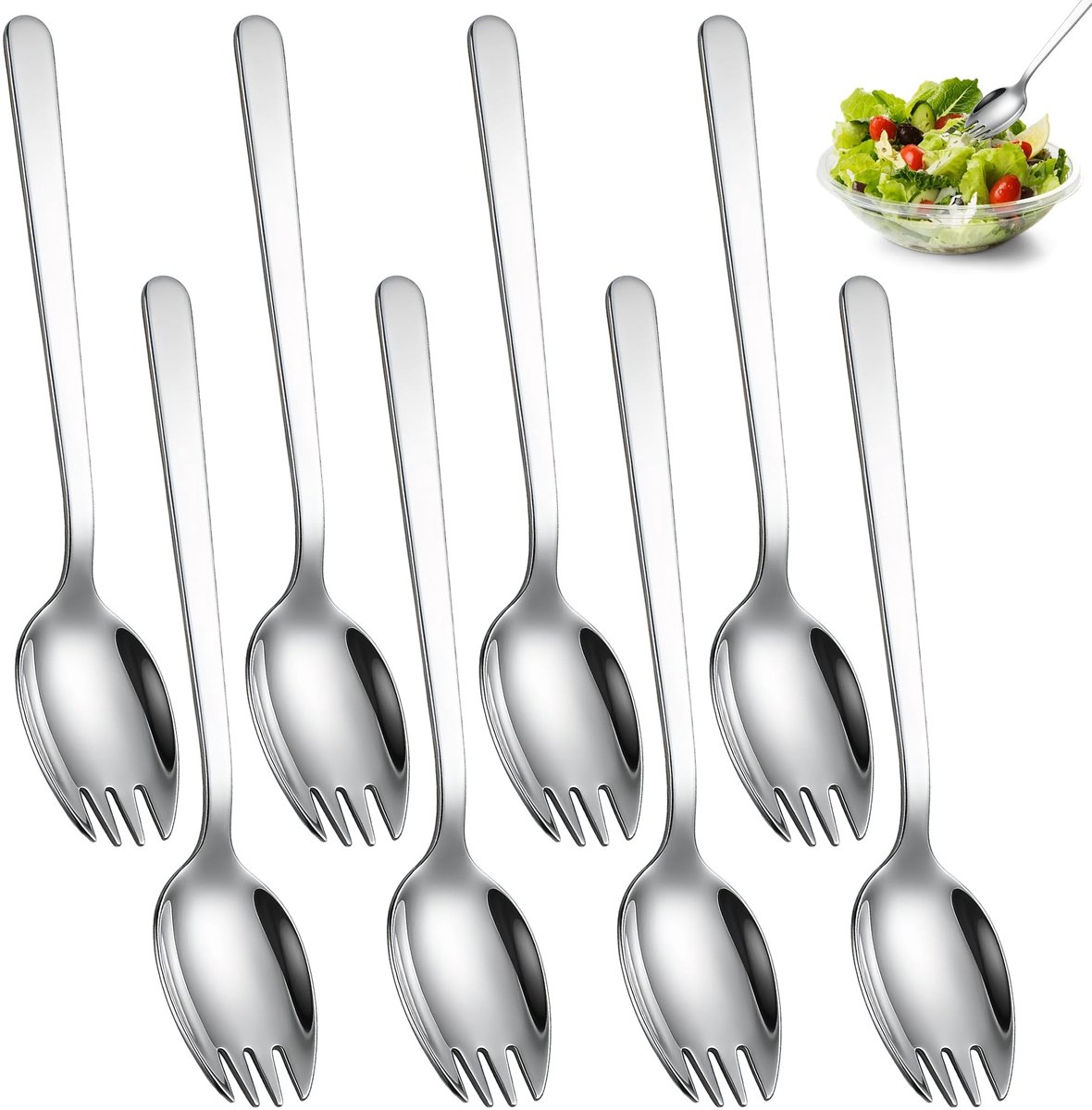 Solidchoice - Set van 8 Roestvrijstalen Sporks met Lange Handgrepen