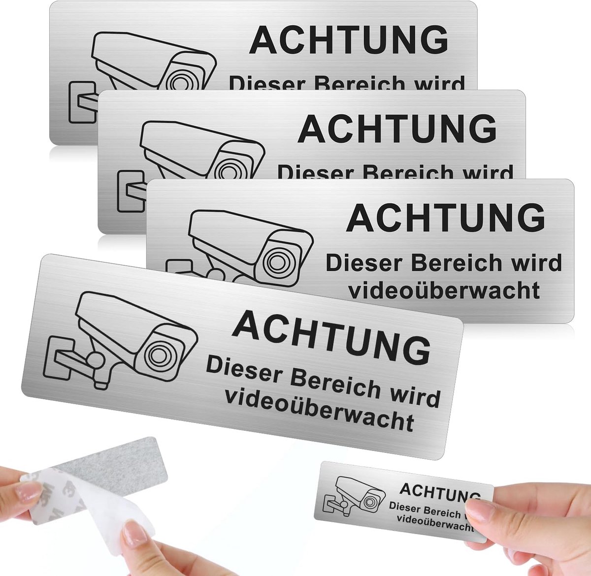 Video bewakingsbord 85mm x 30mm - Aluminium - Weerbestendig - Bescherming voor thuis en bedrijf - ShopVlot