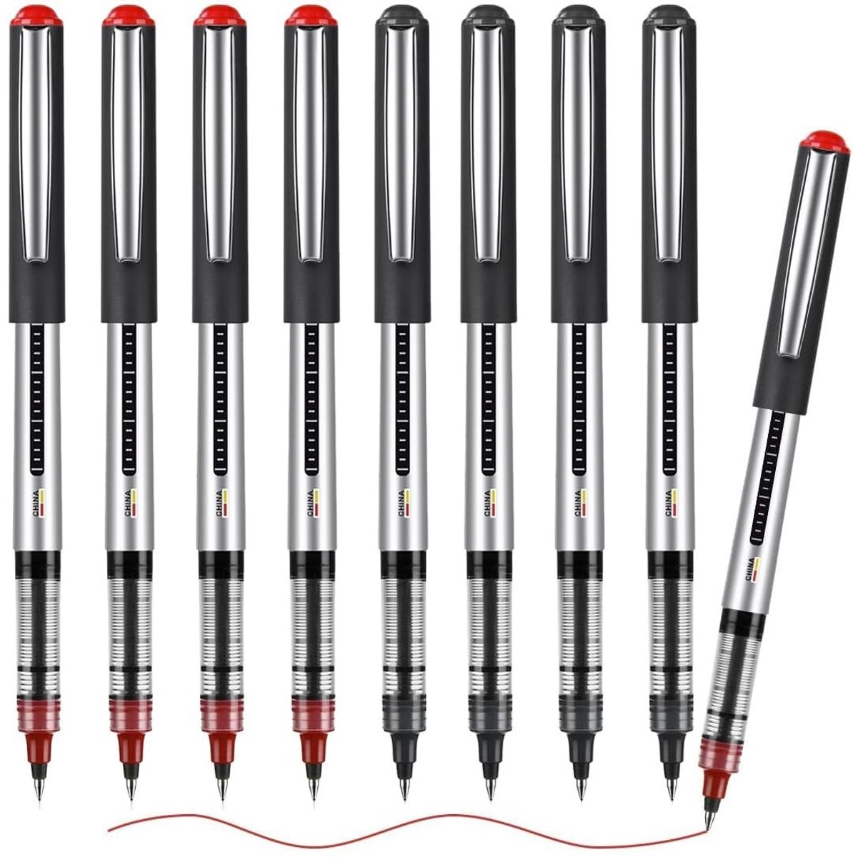 Solidchoice - Set van 8 Balpennen met Fijne Punt voor Kantoor en School
