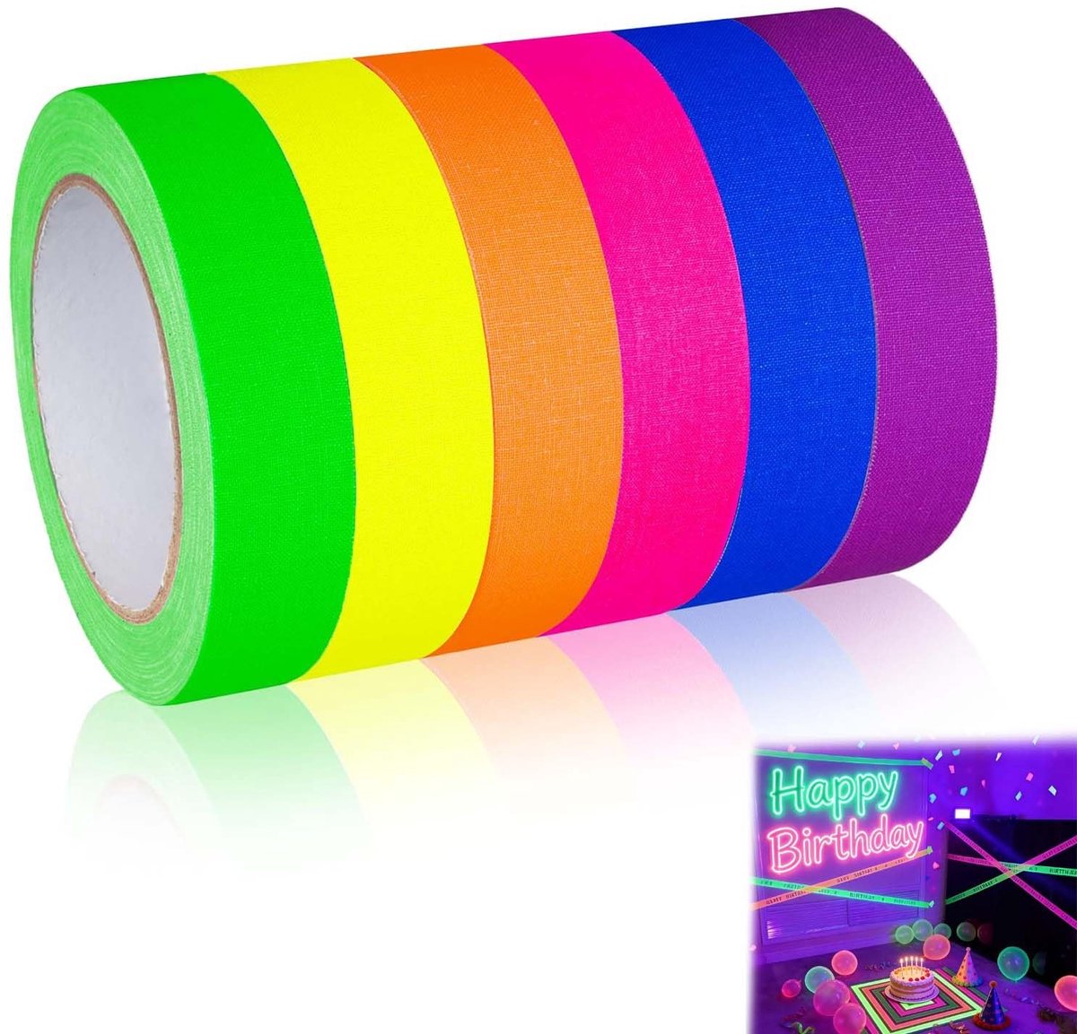 Solidchoice - Fluorescente Tape Set van 6 Rollen voor Decoratie en Markering