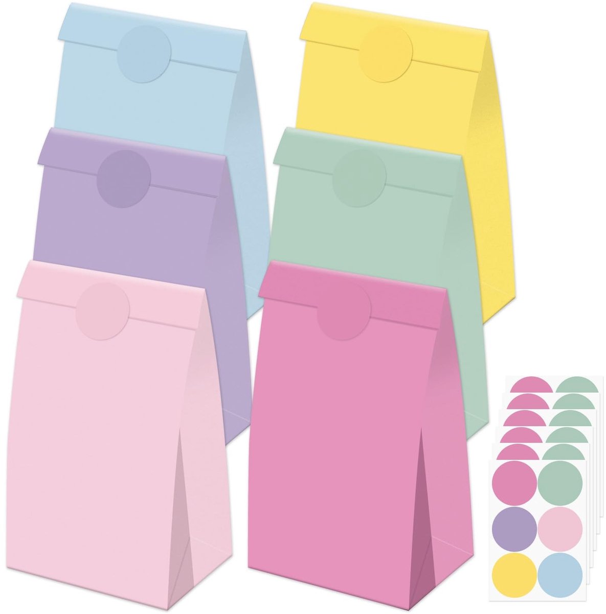 Solidchoice - 30 Stuks Pastel Papieren Geschenkzakjes voor Feestjes
