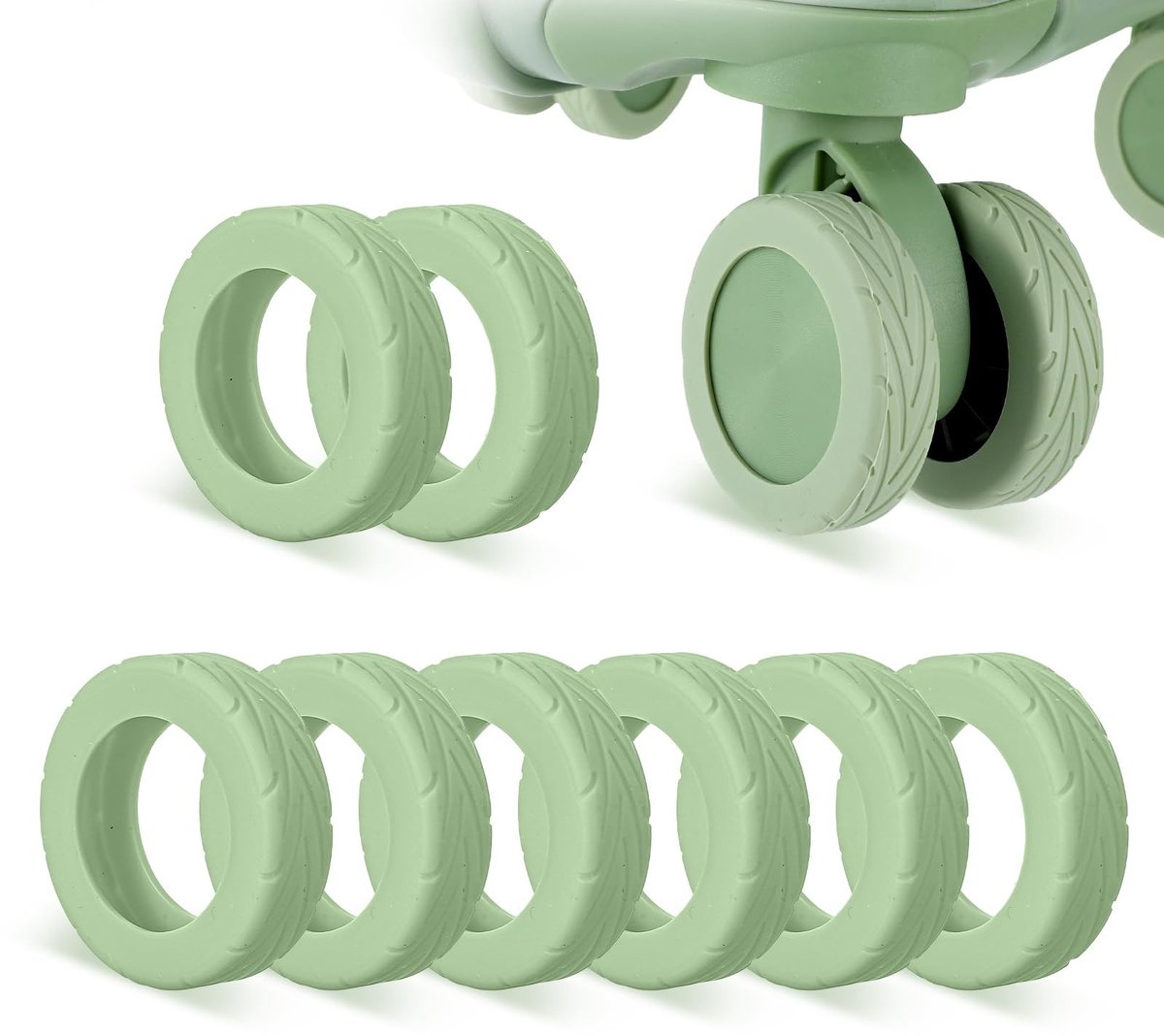 Solidchoice - Set van 8 Siliconen Wielbeschermers voor Koffers