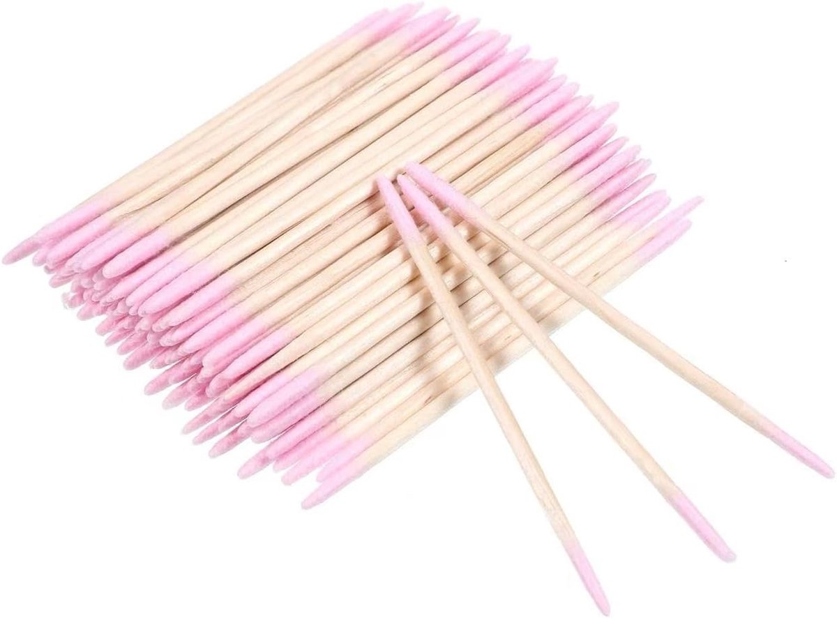 Wattenstaafjes met dubbele punt 200 stuks - paarse applicators - nauwkeurige puntige tips - ShopVlot