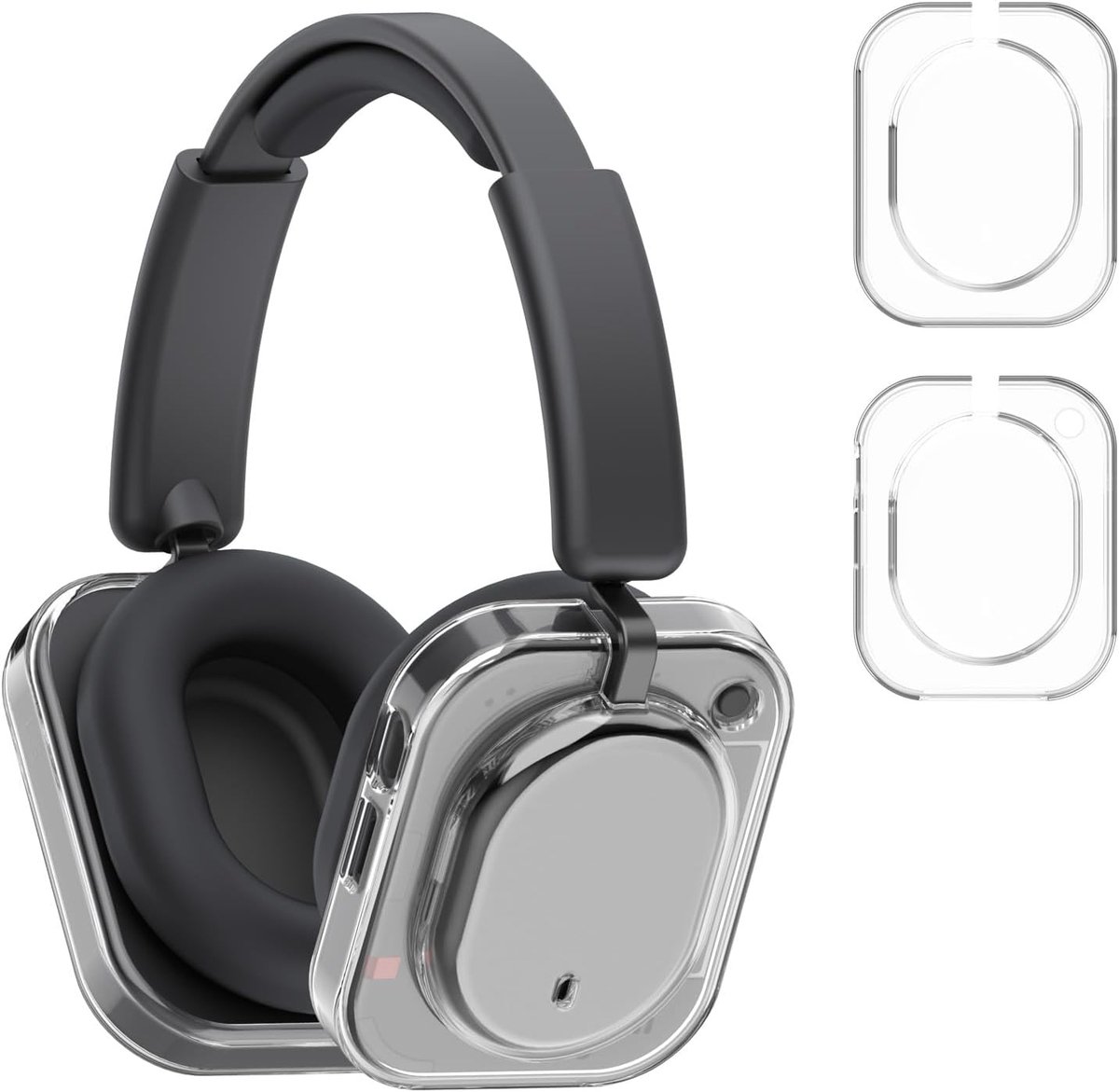 Transparante TPU-beschermkappen compatibel met Nothing Headphone (a), set van 2, dun en elastisch, schokbestendig - ShopVlot