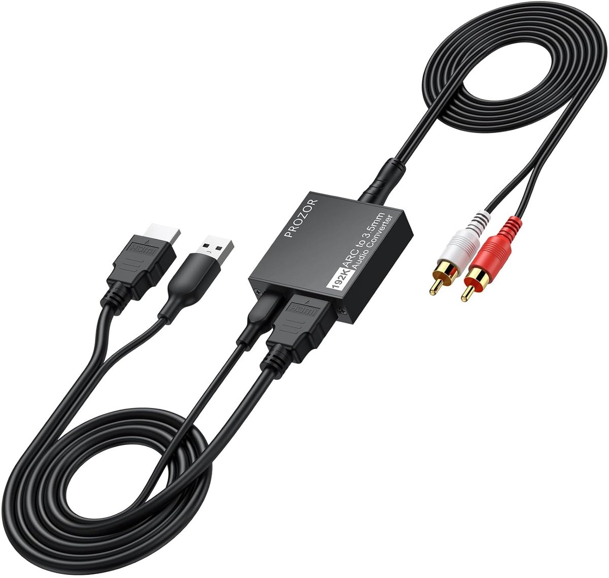 PROZOR ARC to 3.5mm Audio Extractor HDMI ARC to Stereo Aux for Headphone Speaker Amplifier with HDMI Cable USB PCM - ShopVlot