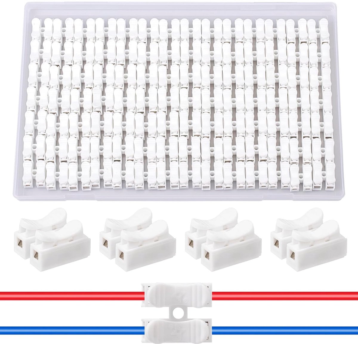 AUKENIEN Pack of 100 2P CH-2 Chandelier Clips Plug-in Cable Connector Crown Clips 2 Pin Cable Connectors Quick - ShopVlot