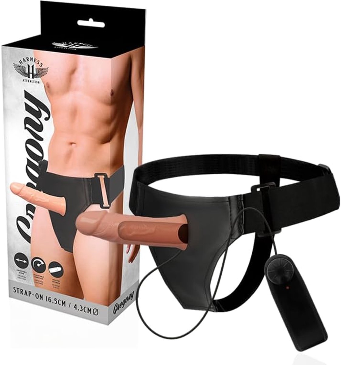Strap-on Hollow Extender Vibrator 16,5 x 4,3 cm - Realistisch ontwerp - Verstelbare riem - ShopVlot