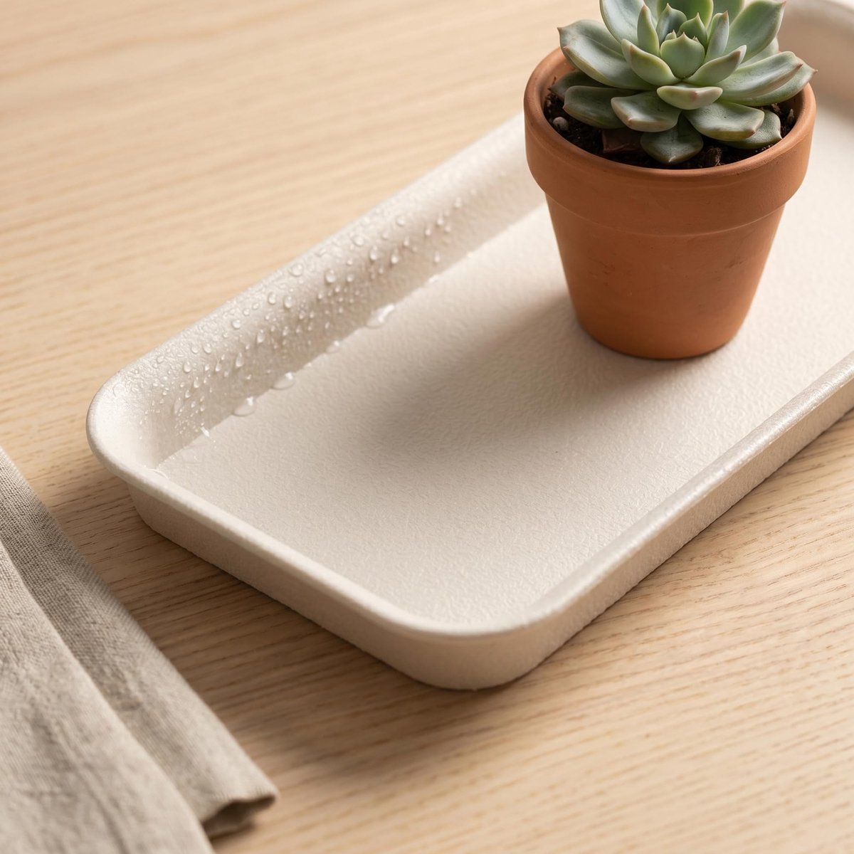 Onderzetters set van 5 - 39,5 x 17 x 3 cm - beige kunststof - mat oppervlak - ideaal voor binnen en buiten - ShopVlot