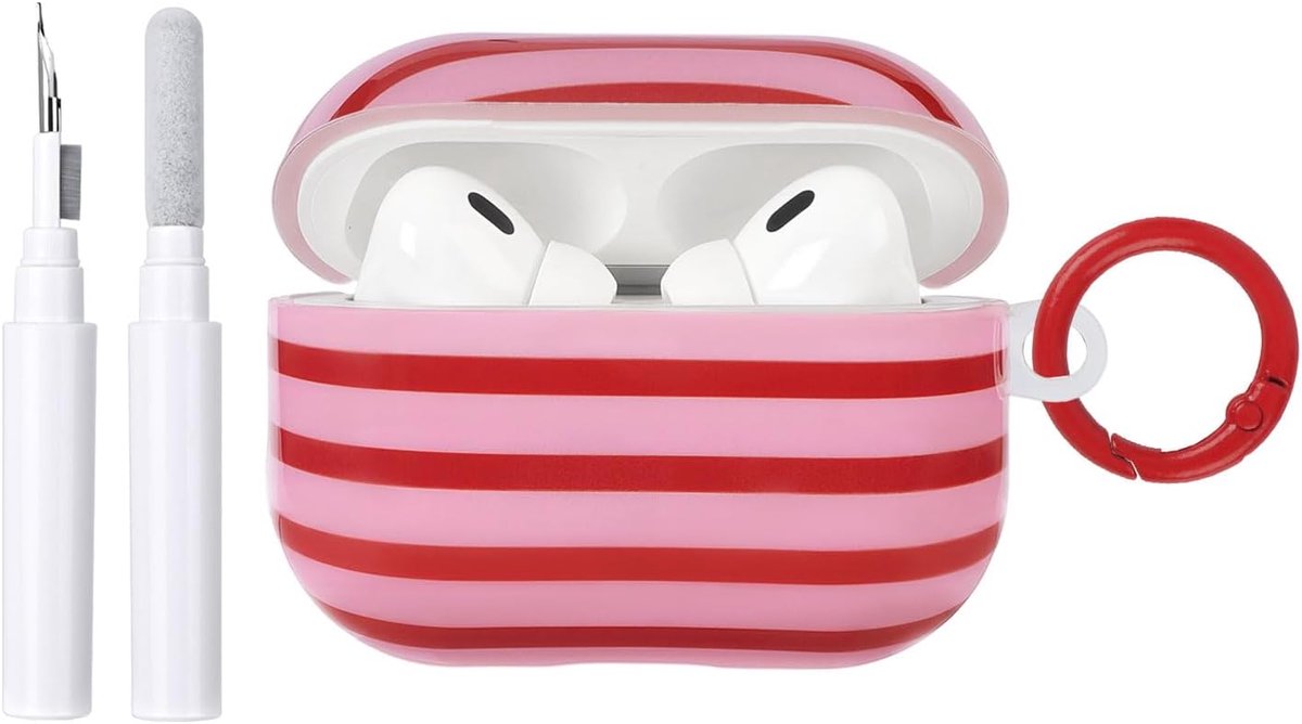 Compatibel met beschermhoes voor AirPods Pro 3e generatie met reinigingsset, schattig horizontale strepen, esthetisch - ShopVlot