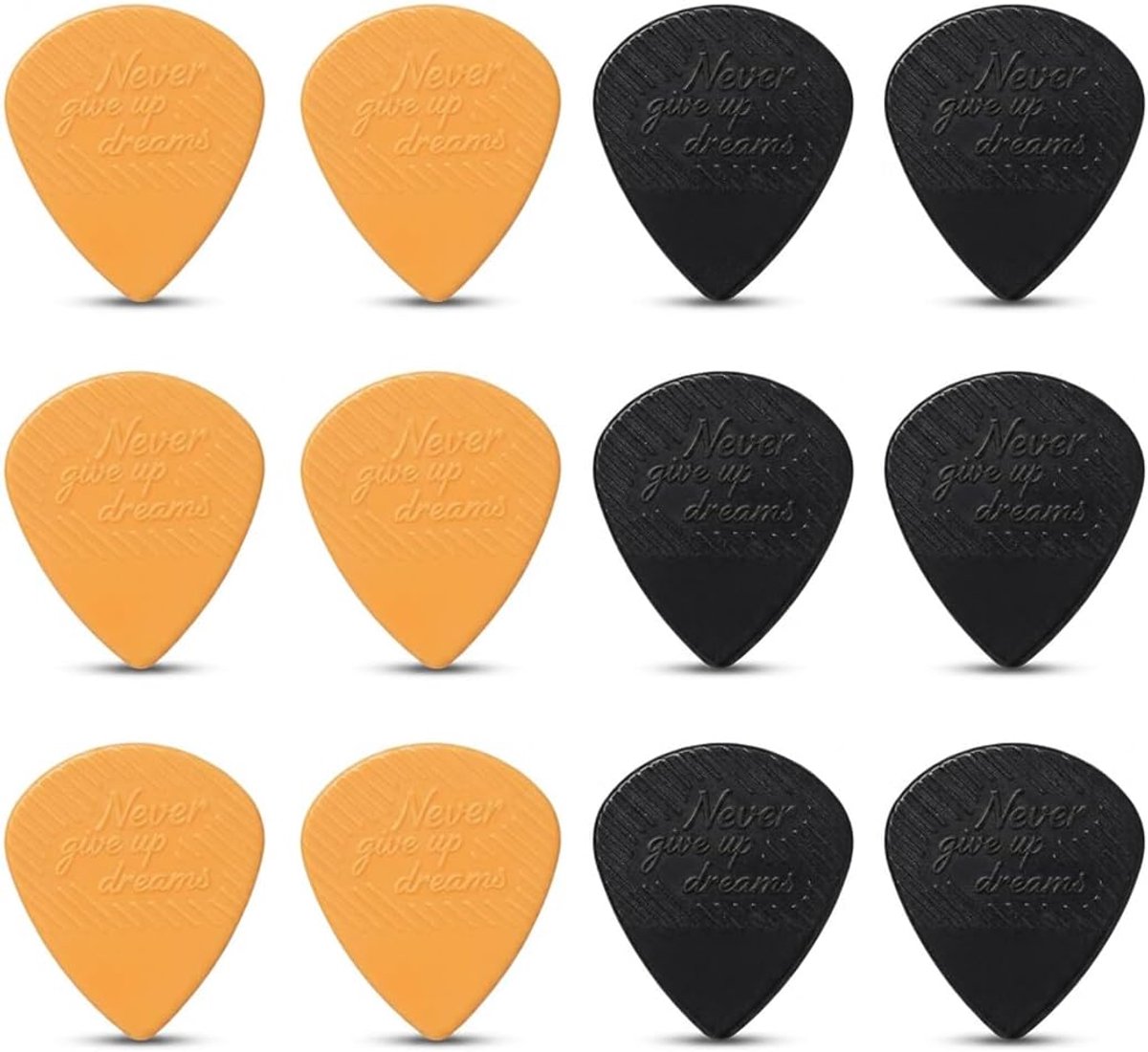 12-delige Gitaar Plectrums Set - Oranje en Zwart - Premium Celluloid voor Akoestische en Elektrische Gitaar - ShopVlot