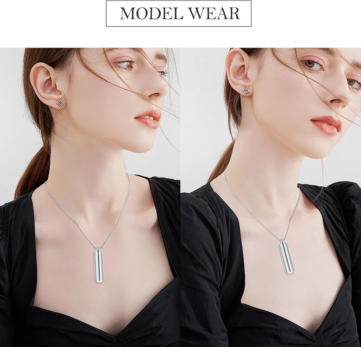 Cylindrical Urn Necklace for Ash Cremation Jewellery Memory Necklace with Glass Bottle for Women Men Ash Holder - ShopVlot