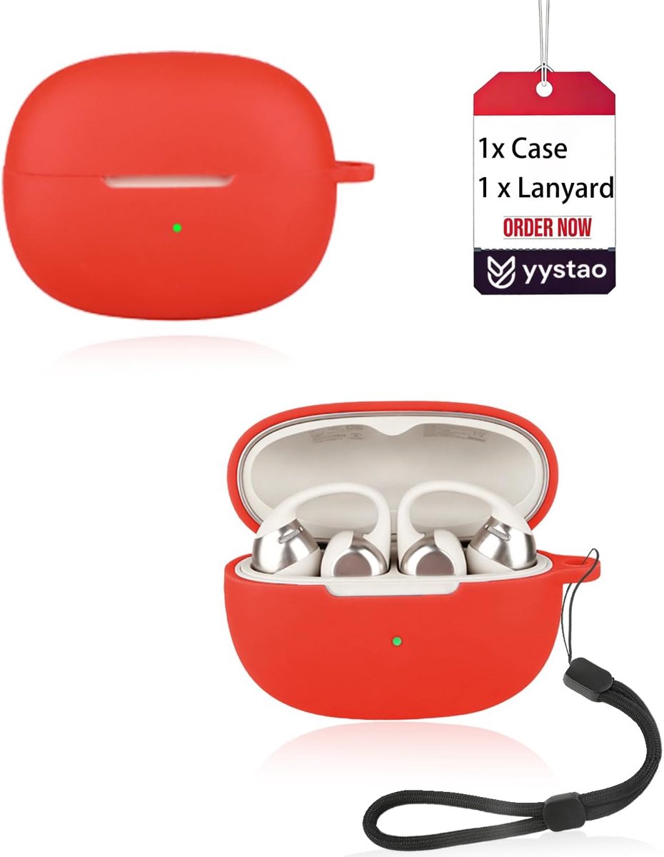 Beschermhoes voor SHOKZ OpenDots 2 hoofdtelefoon, zachte siliconen hoes met koord, stootvaste en krasbestendige - ShopVlot