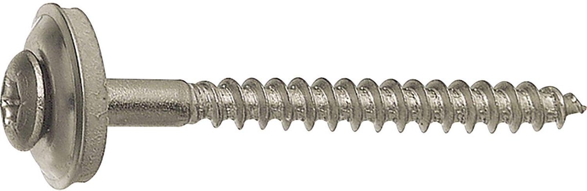 Spengler Screws Stainless Steel 4.5 x 45 mm, Pack of 100, with Sealing Ring D = 15 mm; A2 Spengler Screws; Torx Drive - ShopVlot