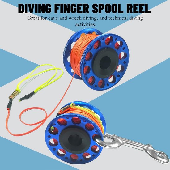Diving Reel 100FT Finger Reel with Dive Double Sided Bolt Snap Clip Aluminum Diving Finger Spool Reel for Snorkeling - ShopVlot — afbeelding 5