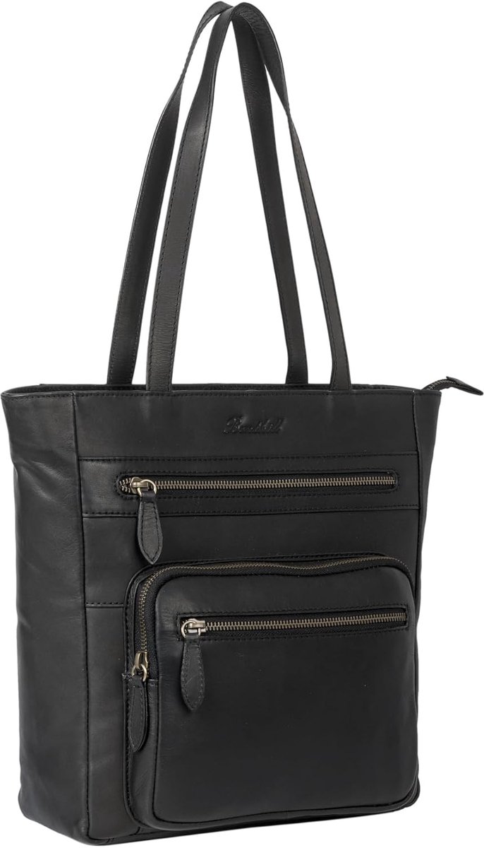 Benthill Women's Shoulder Bag, Genuine Leather Shopper Made of Genuine Cowhide Leather, Vintage Handbag with Many - ShopVlot