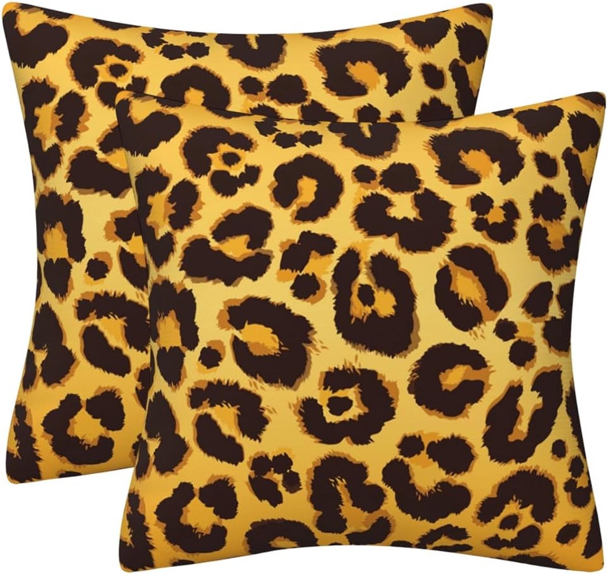Leopard Throw Pillows Cover 2 Pieces Cheetah Print Pillows Cover, Square Cushions, for Home Sofa Bed Sofa(45×45cm) - ShopVlot