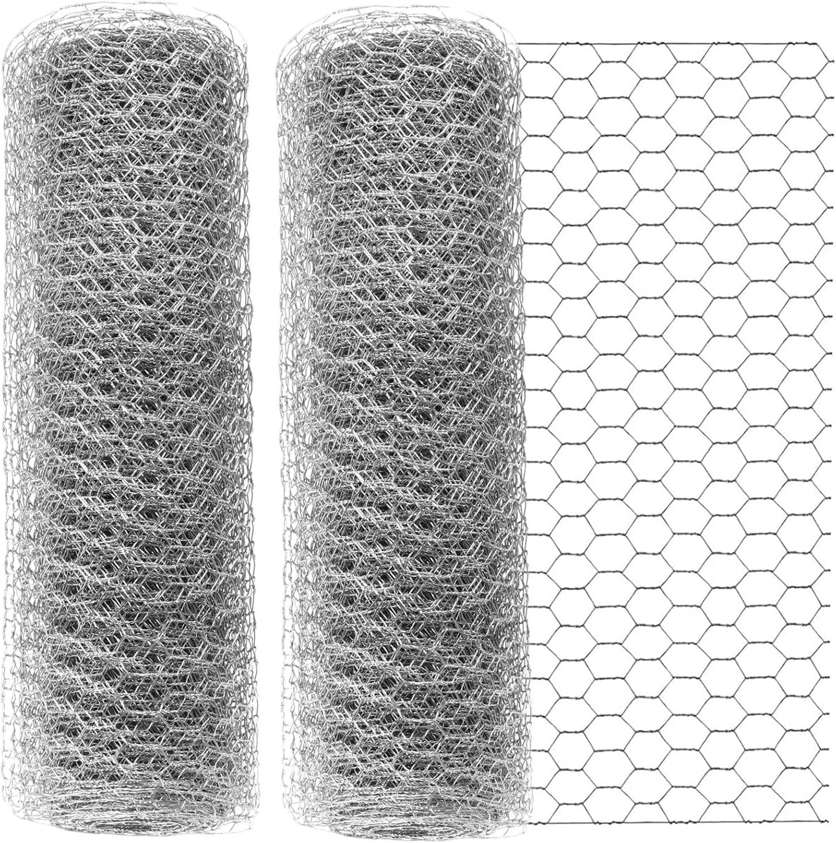 2 Rolls 40cm x 15m Mesh Fence, Rabbit Wire, Chicken Wire, Hexagonal Wire Mesh, Galvanized Wire Mesh, Chicken Wire Mesh - ShopVlot