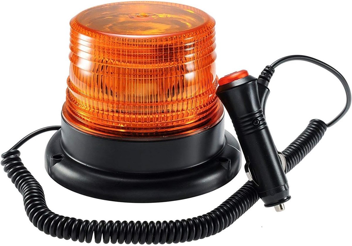 LED rotating beacon, yellow flashing light for car trailer caravan SUV - magnetic base - 12V/80V yellow… - ShopVlot