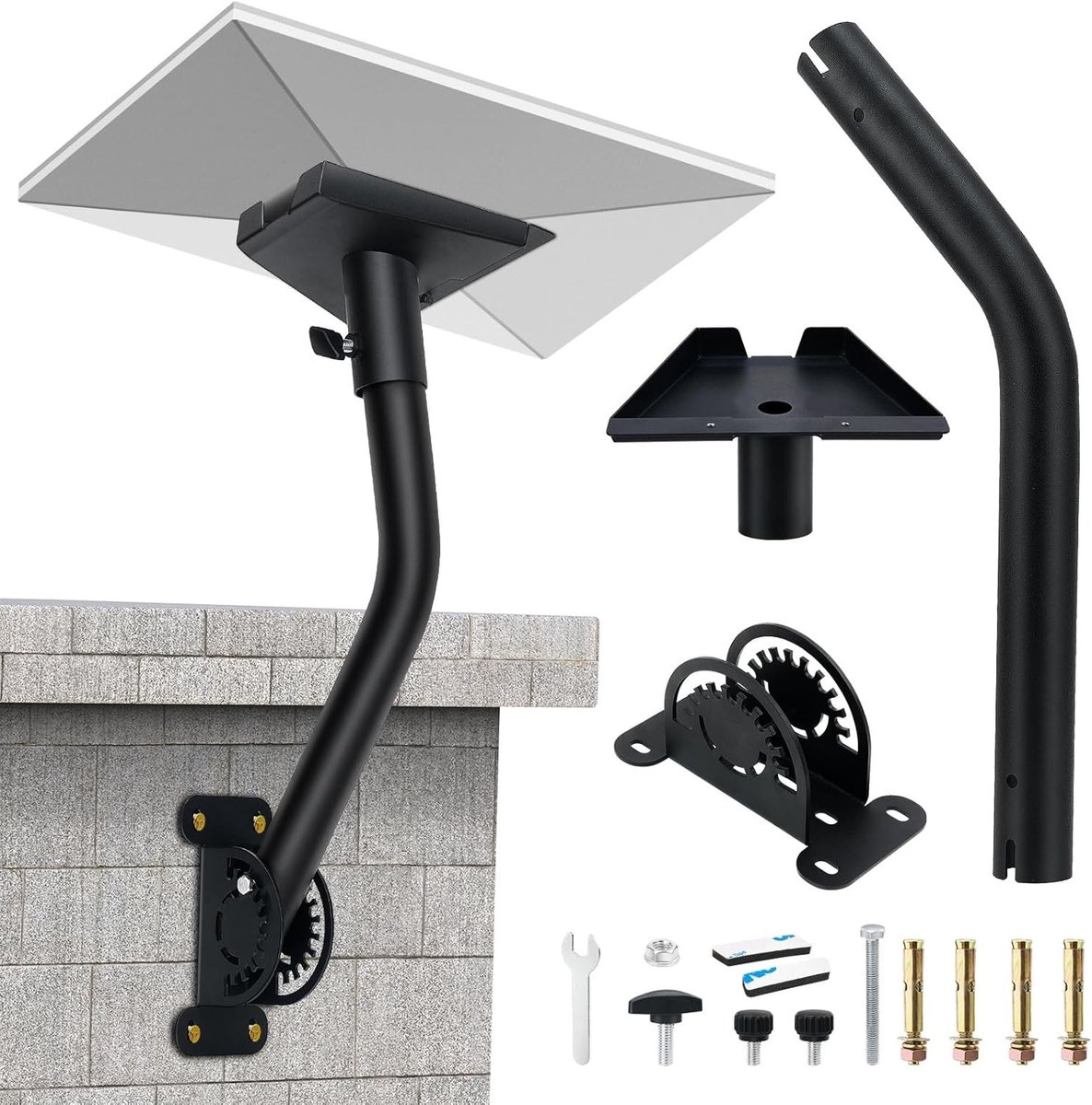 Verstelbare Wandbeugel voor Satellietantenne, 360° Draaibaar, Geschikt voor Standaard Antenne, Ideaal voor Starlink Gen 3 Internet Kit en Montageplaten