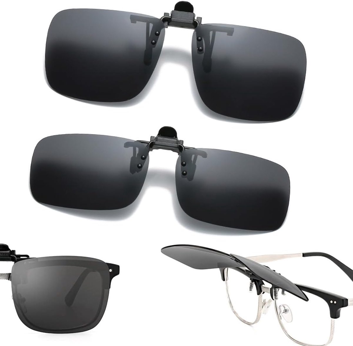 Set van 2 gepolariseerde zonnebrilclips voor brillen, niet-verblindende accessoires, ideaal voor autorijden, vissen - ShopVlot
