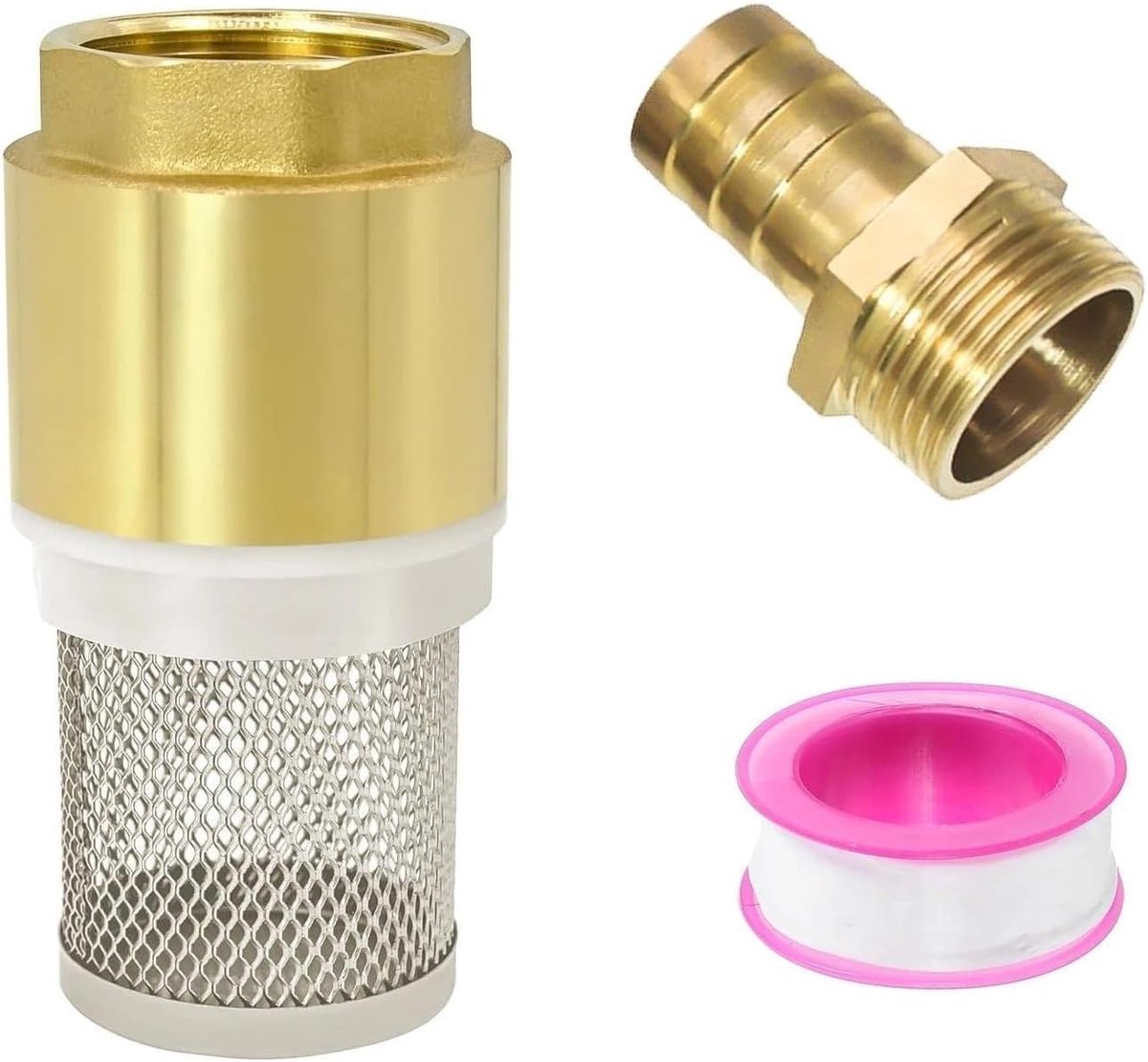 Voetventiel met zuigmand - Messing terugslagklep - 1 inch aansluiting - Effectieve filtratie voor pompen - ShopVlot