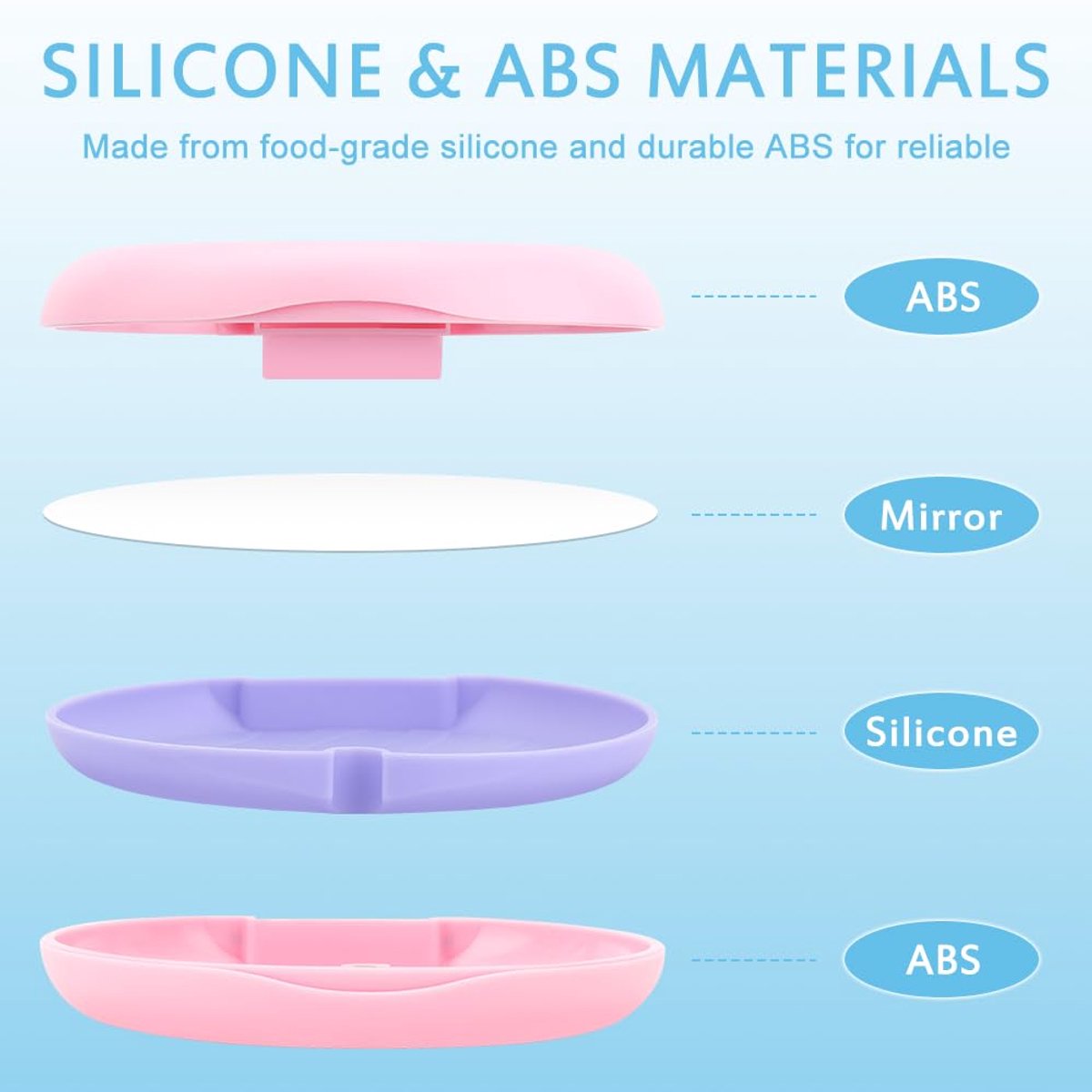 Orthodontische beschermdoos met spiegel - 2 stuks - roze - magnetische sluiting - veilig opbergen - ShopVlot