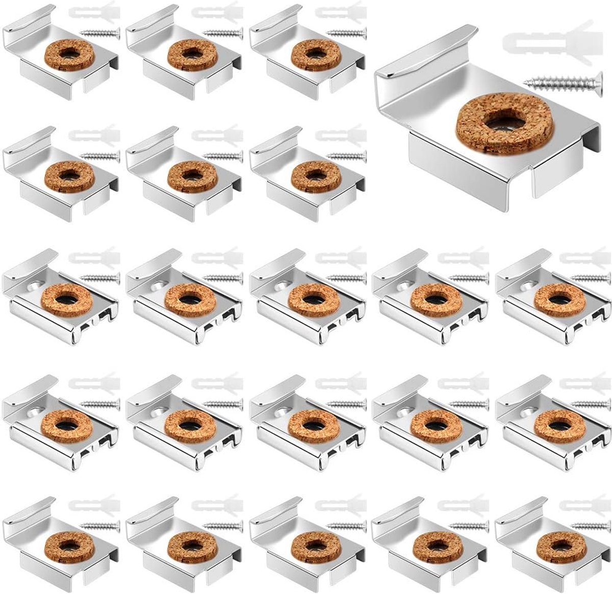 Spiegelhouders set van 20 - Metaal - Frameloos - Veilig en stevig bevestigen - ShopVlot