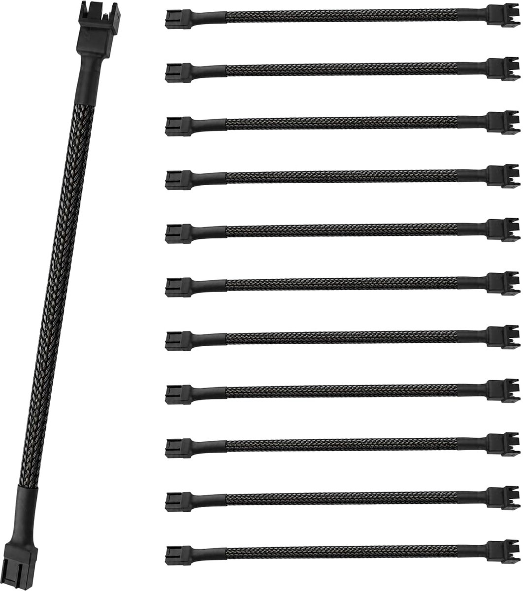 PWM-ventilatorverlenging 27 cm - 4-polig zwart - nylon gevlochten mantel - meer vrijheid voor pc-organisatie - ShopVlot