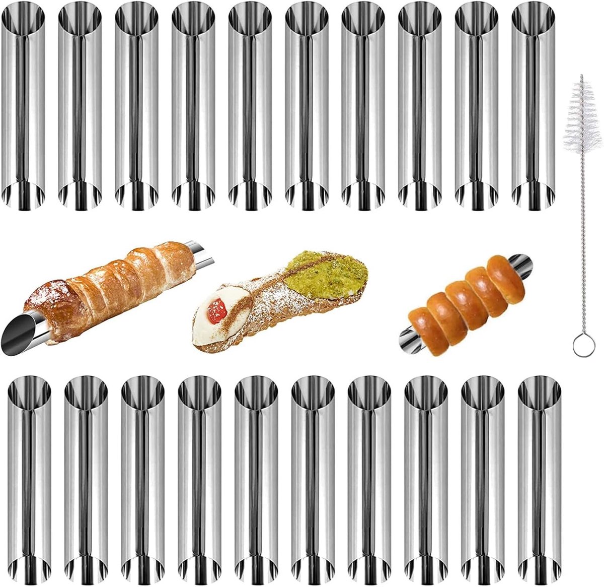 Cannoli buisjes 20 stuks - roestvrij staal - non-stick - perfecte crème hoorns maken - ShopVlot