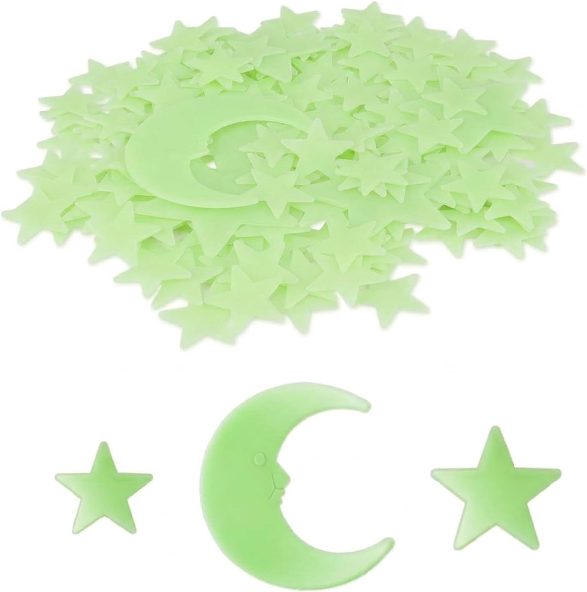Glow in the Dark Sterren en Maan - 3D Wandstickers - Veilig en Duurzaam - Perfect voor Kinderkamer - ShopVlot