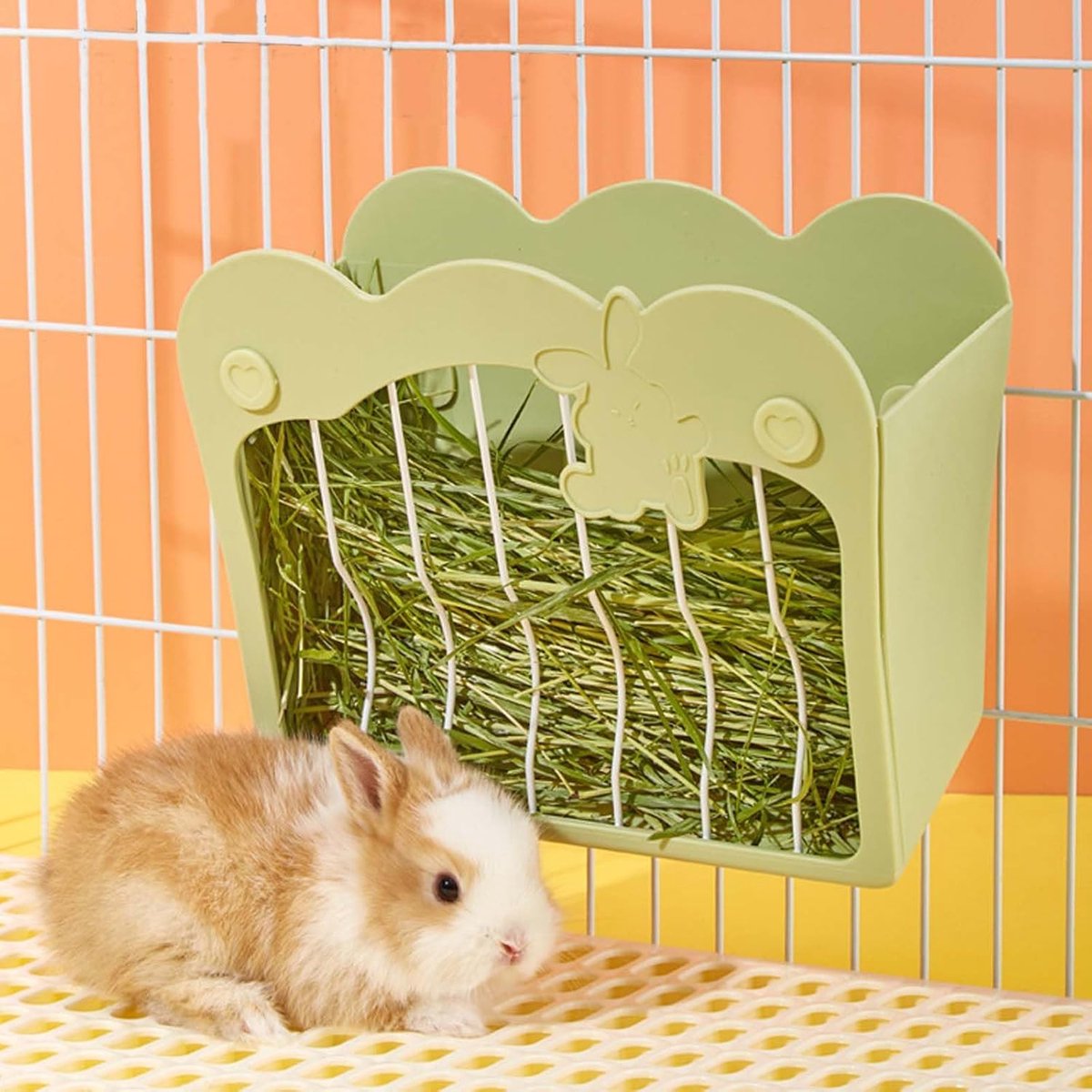 Hooi houder voor hangend gebruik - Rvs en PP kunststof - Duurzaam en veilig - Ideaal voor konijnen en cavia's - ShopVlot