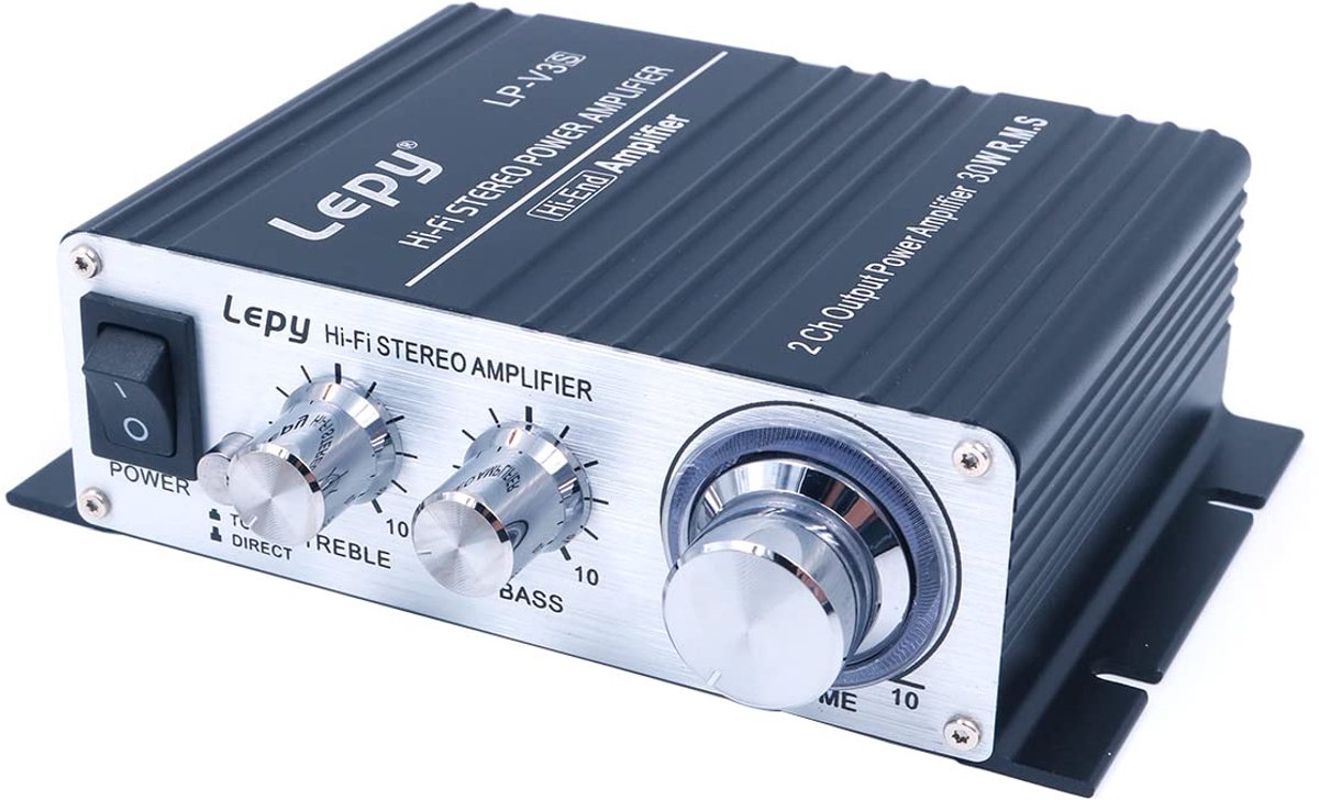 Stereo versterker 25W - aluminium behuizing - Hi-Fi geluidskwaliteit - perfect voor computer en MP3-spelers - ShopVlot