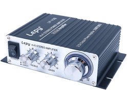 Stereo versterker 25W - aluminium behuizing - Hi-Fi geluidskwaliteit - perfect voor computer en MP3-spelers - ShopVlot