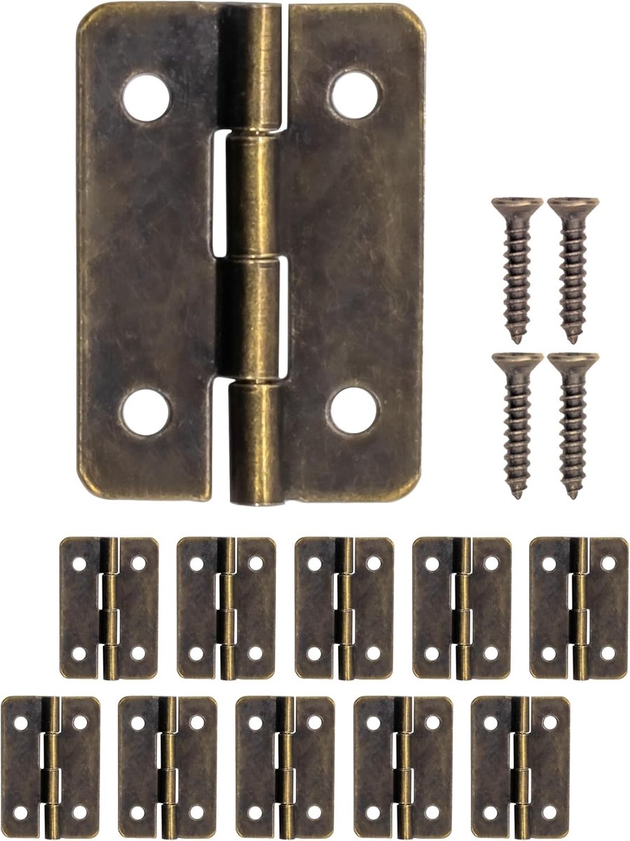 Mini scharnieren 30 x 21 mm - antiek ontwerp - set van 10 - perfect voor sieradenboxen - ShopVlot